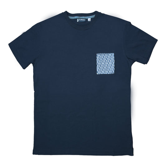 Blue T-Shirt with white pocket and blue logomania